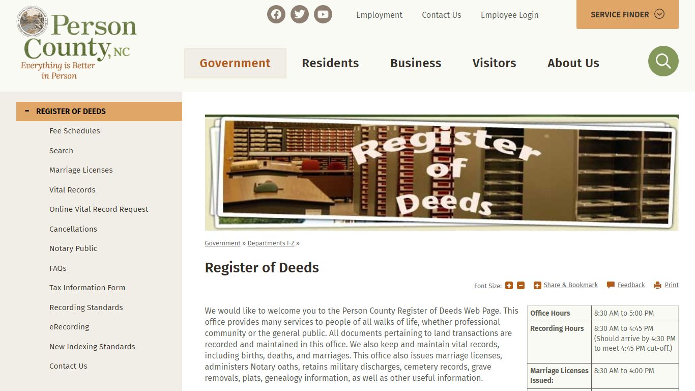 Register of Deeds | Person County, NC