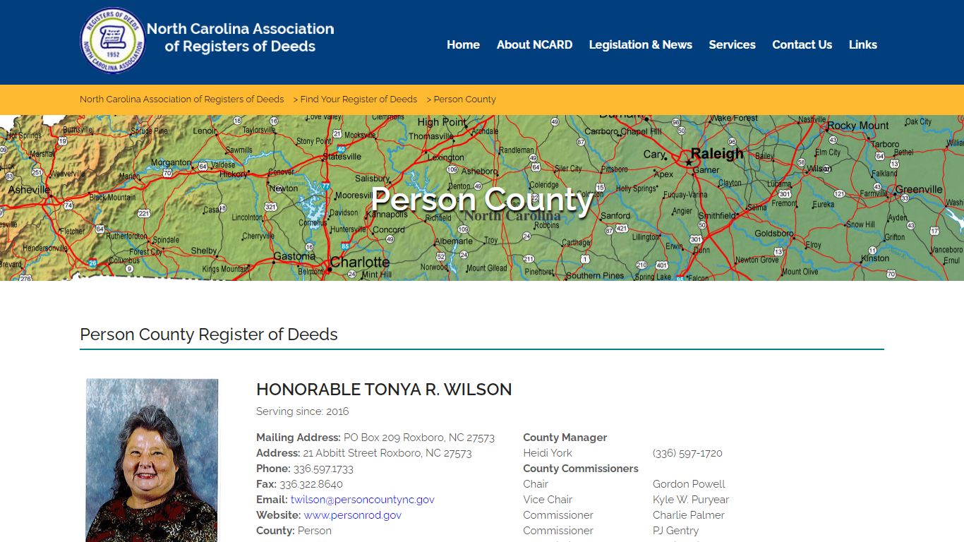 Person County – North Carolina Association of Registers of Deeds